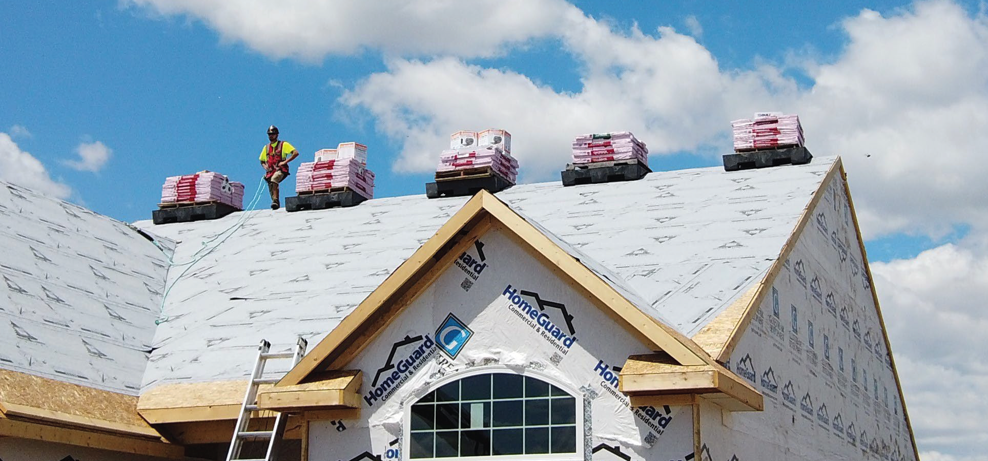 Peaked Pallets on a rooftop 