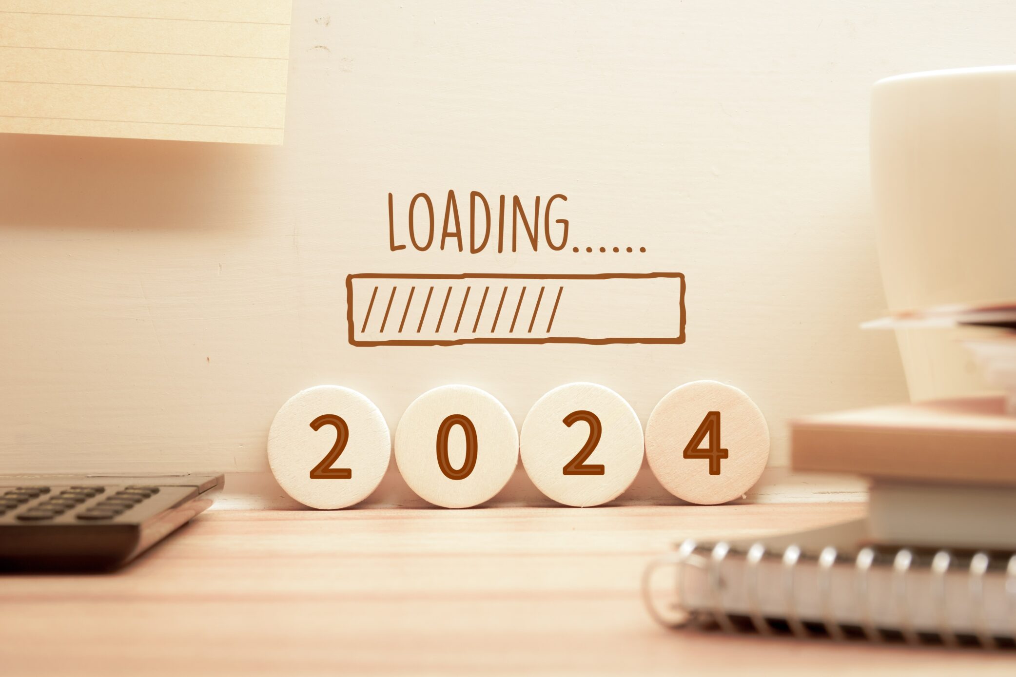 Computer loading message with the numbers 2024